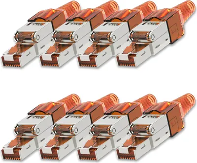 Produktbild von NEXMEX 8x Netzwerkstecker Cat 7 CAT7 RJ45 Stecker Werkzeuglos Metall 10GBit/s