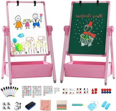 Produktbild von Azomor®️ Doppelseitige Kindertafel mit Whiteboard und Kreidetafel für kreative Kinder