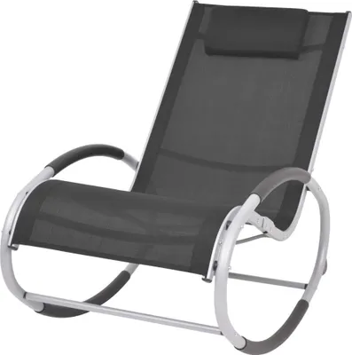 Immagine prodotto di The Living Store Sedia a dondolo da giardino in textilene nero