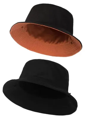 Produktbild von Fischerhut XL/XXL 3XL Anglerhut für großen Kopf, UPF50+ Reversibel, UV-Schutz, Breiter Krempe, 2 Stück Schwarz+Orange