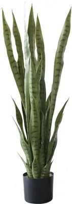 Produktbild von Unyqoos® Kunstpflanze Sansevieria - Lebenstaugliche Slangenpflanze für Innen- und Außendekoration, pflegeleicht, inkl. Topf