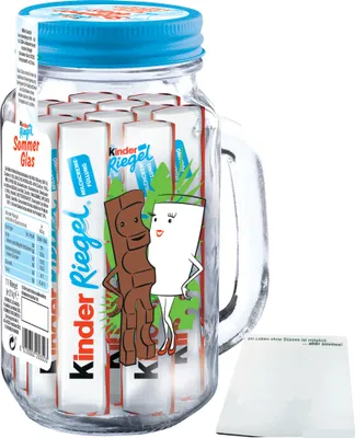 Produktbild von kinder Riegel Sommerglas mit 11 Riegeln mit Deckel in blau (231g Glas) + usy Block