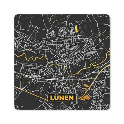 Produktbild von MuchoWow® Mauspad Mousepad Lünen - Gold - Karte - Stadtplan - Deutschland 20x20 cm - Mousepads - Maus Mat - Pad - Mausunterlage - Desk Mat - Bureauartikeln