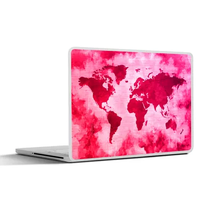 Produktbild von MuchoWow® Laptop Aufkleber Sticker Cover Weltkarte - Rot - Rosa 40x30 cm - Laptop Dekoration - Selbstklebend