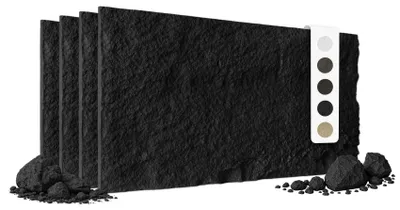 Produktbild von HEXIM Steinoptik Felsen Platten 4 Stück 120x60cm PolyurethanWandverkleidung 2,92 m² 3D Paneele Bruchstein Stone Nachbildung Wandpaneele Wanddeko Steinplatte Wohnzimmer Innenwand schwarz (A002-06 Dark Black)