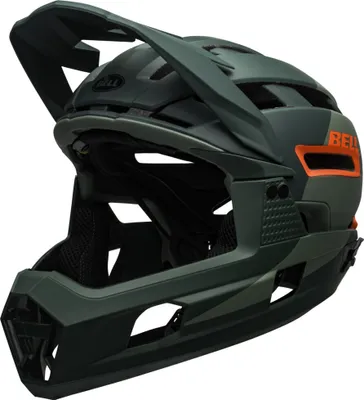 Produktbild von Bell Super Air R Spherical Fahrradhelm matte/gloss green/infrared M Dunkelgrün