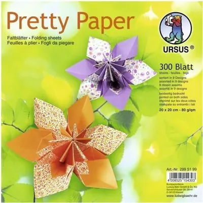 Produktbild von Faltblätter Pretty Paper 80g/qm 20x20cm 9 Designs VE=300 Blatt
