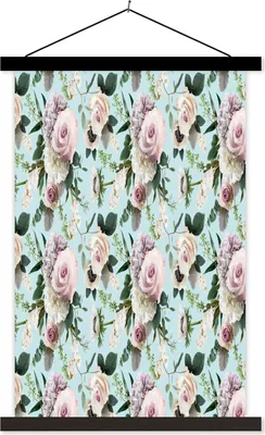 Produktbild von MuchoWow® Textilposter Blumen - Rosen - Flieder 120x180 cm mit schwarzem Rahmen - Fotos