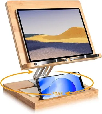 Produktbild von Bücherhalter 360 Grad mit Telefonhalter und Datei-Organisator (11 x 81 Zoll) - Verstellbarer Leseständer