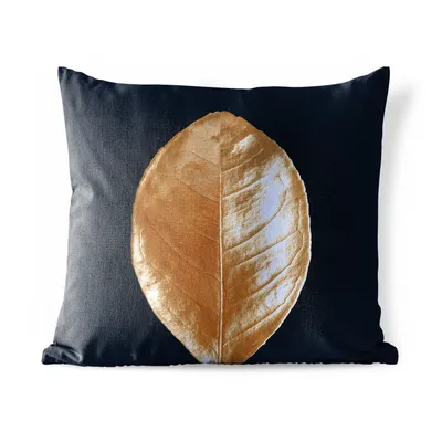 Obrázek produktu pro MuchoWow® Vnější polštář - Listy - - zlaté -45x45 cm- Odolnost proti povětrnostním vlivům - polštář do obývacího pokoje
