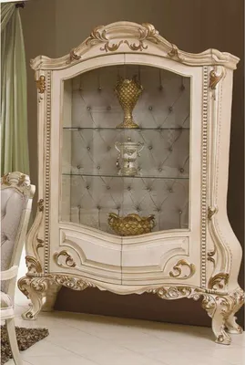 Produktbild von Casa Padrino Luxus Barock Vitrine Creme / Gold / Grau H. 220 cm - Barock Möbel