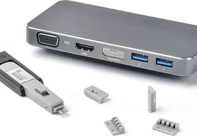 Productafbeelding van SmartKeeper DL04PKGY SmartKeeper Mini "DisplayPort" Blocker grau 4 Stk.+Key