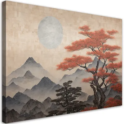 Produktbild von Leinwandbild Berglandschaft 120x80 Feeby Orange bild für die wand bereit zum aufhängen