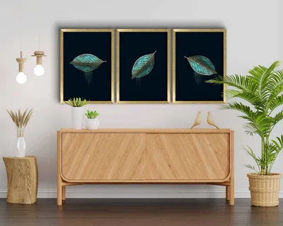 Immagine prodotto di Wallity, 3P3853NISCT-001, Quadro decorativo in MDF con cornice (3 pezzi), 100 % MDF, Blu, 38 x 53 cm