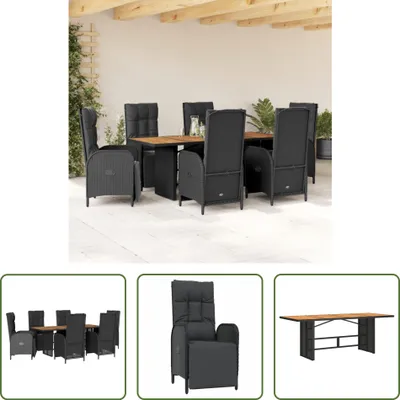 Produktbild von The Living Store 7-tlg. Garten-Essgruppe mit Kissen Schwarz Poly Rattan