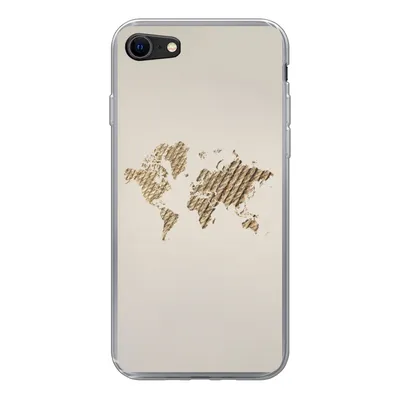 Produktbild von MuchoWow® Handyhülle Schutzhülle Hülle für iPhone 8 Weltkarte - Seil - Braun Silikon Softcase Handy Hülle - Schutzhaube