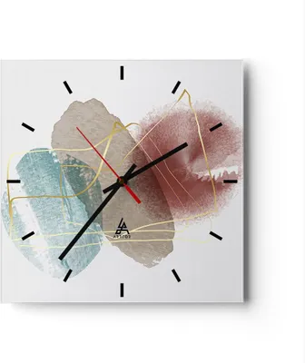 Produktbild von Wanduhr - Quadrat - Glasuhr - Form Figur Abstraktion - 30x30cm - Schleichendes Uhrwerk - Lautlos - zum Aufhängen bereit - Dekoration Modern - Wanddekoration aus Glas - C3AC30x30-5057