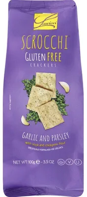 Produktbild von Laurieri Scrocchi Knoblauch Petersilie glutenfrei 100 g – Knusprige Snacks