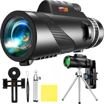 Obrázek produktu pro Profesionální monokulární dalekohled HD 50X60 s vysokým rozlišením, chytrým telefonem a stojanem na stativ, Linomag®, hranol BaK-4 s dvojitým zaostřením, denní a noční vidění, vodotěsný