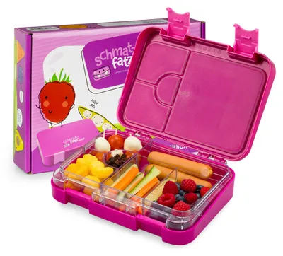 Produktbild von Schmatzfatz Junior Brotdose für Kinder mit Fächern, Bunte Kinder Brotdose, Bento Brotdose Unterteilt & Auslaufsicher, BPA-Freie Lunchbox für Kindergarten/Kita, Kinder Bento Box, Sichere Vesperdose