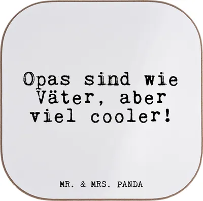Produktbild von Mr. & Mrs. Panda Untersetzer Glas Opas sind wie Väter,... - Weiß - Geschenk, Glizer Spruch Sprüche Weisheiten Zitate Lustig Weisheit Worte, Großeltern, gläseruntersetzer