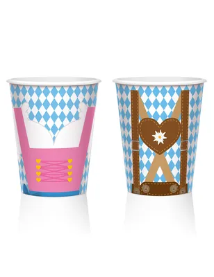 Produktbild von 8 Getränkebecher aus Pappe  blau-weiß 250ml - Einheitsgröße