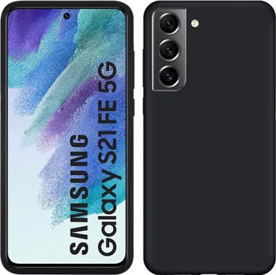 A black phone case is shown next to a smartphone.