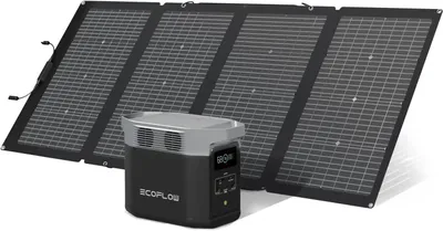 Produktbild von EcoFlow DELTA 2 tragbare Powerstation mit 220W Solar Panel, balkonkraftwerk mit speicher solaranlage balkon und Schnellladung als Solargenerator