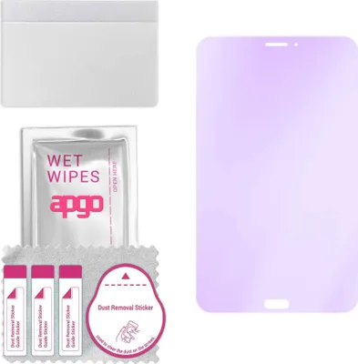 Produktbild von apgo Hybrid Schutzglas, kompatibel mit Samsung Galaxy Tab J, Anti-Blue, 9H Härte, toller Ersatz für Hartglas, kratzfester Displayschutzglas, Displayschutz, Full Glue