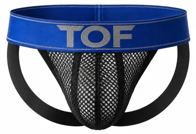 Image de TOF Paris - Sous-vêtement Jockstrap Hommes - Mesh Jock Black/Blue - 1x Taille S