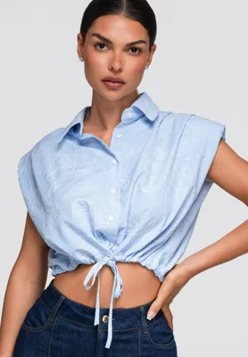 Image de LARICA, chemisier pour femmes, coupe décontractée, style casual chic, référence OW-SH-E0057, couleur bleu, taille M