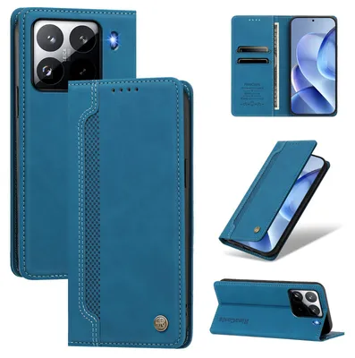 Produktbild von Handyhülle für Xiaomi 15 Pro, Leder Wallet Klapphülle mit Standfunktion, Stoßfeste Schutzhülle Blau