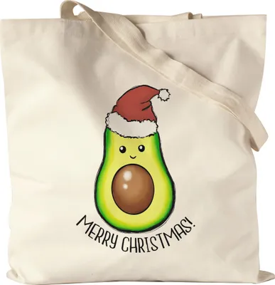 Produktbild von Merry Christmas Jutebeutel Stoffbeutel Geschenkidee Avocado-Fans Süßes Motiv für Weihnachten für Familie Freunde