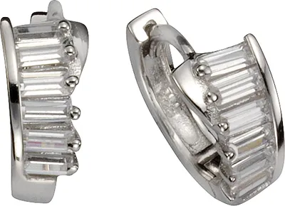 Produktbild von F Klappcreolen 925/- Sterling Silber 16mm weiß Zirkonia weiß 025210068