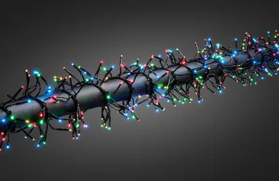 Produktbild von Konstsmide 3858-500 Micro LED Büschellichterkette Cluster1,2m, mit 8 Funktionen, Steuergerät und Memoryfunktion , 144 bunte Dioden, 36V Außentrafo, schwarzes Kabel