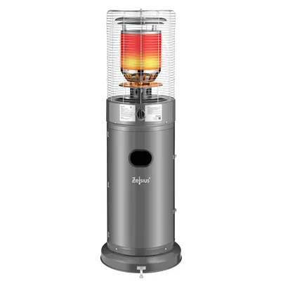 Produktbild von Zelsius Gas Heizstrahler "Zermatt", 11 kW, Hellgrau, Ø 46cm x (H) 137 cm, Terrassenheizstrahler außen