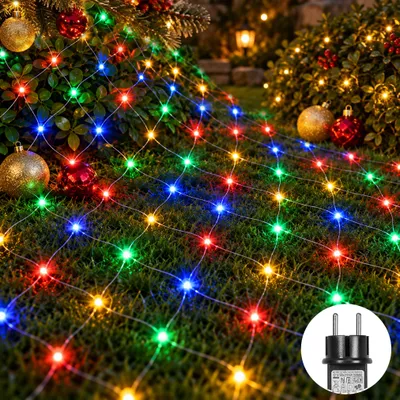 Zdjęcie produktu dla 6X4m 660 lampek LED siatka świetlna kolorowa siatka z 8 trybami funkcji pamięci wtyczka do krzewów ogród choinka przyjęcie Boże Narodzenie oświetlenie dekoracja