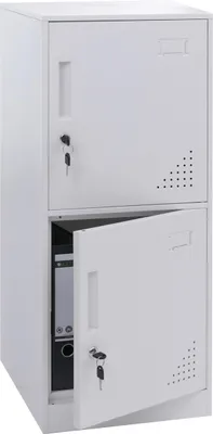 Zdjęcie produktu dla Szafka skrytkowa HWC-P63, sejf Szafka skrytkowa 2 drzwi, 90x38x45cm stal ~ biały