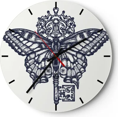 Produktbild von Wanduhr - Rund - Glasuhr - Eleganz fantasie gotisch grafische - 40x40cm - Schleichendes Uhrwerk - Lautlos - zum Aufhängen bereit - Dekoration Modern - Wanddekoration aus Glas - C3AR40x40-3139