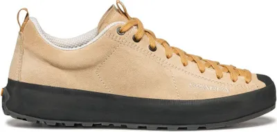 Beige Lifestyle-Schuhe für Damen; Modell "Mojito Wrap" von Scarpa; mit Schnürung und schwarzer Sohle.