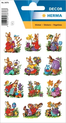 Zdjęcie produktu dla HERMA nostalgiczne naklejki króliczki 3 arkusze kolorowe samoprzylepne 9x16,3 cm