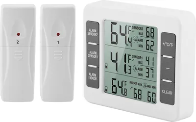 Produktbild von Drahtloses digitales Kühlschrankthermometer mit akustischem Alarm und 2-teiliger Sensor-Min/Max-Anzeige