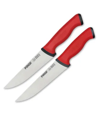 Produktbild von Pirge Duo Profi Metzgermesser Set 2 TLG - Rutschfester Griff - 14,5 cm und 19 cm - Schlachtermesser Set