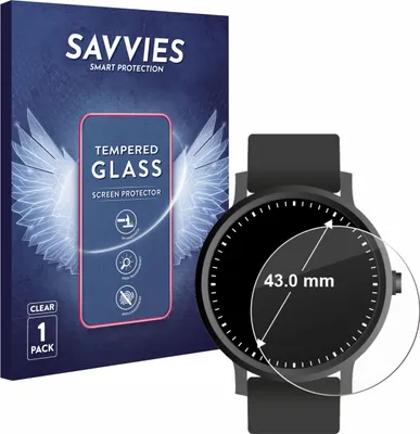 Produktbild von Savvies Schutzglas für Armbanduhren (Kreisrund, ø: 43 mm) Displayschutz 9H Glas klar transparent