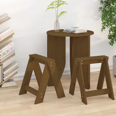 Produktbild von "2026 Promotion" Hocker 2 Stk. - Hohe Qualität - Honigbraun 40x40x45 cm Massivholz Kiefer - Hocker CC28969
