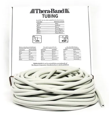 Produktbild von TheraBand Tubing Rolle 30,50 m – Original Trainingsschlauch für Therapie, Fitness & Rehabilitation super stark/silber