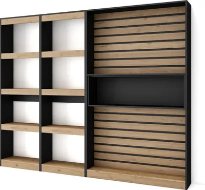Immagine prodotto di COZY Libreria scaffale, 230x25x186cm, Soggiorno, Ufficio, Per libri, Rovere e Nero