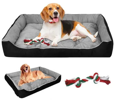 Immagine prodotto di Omgoods - Cuccia morbida per cani di grossa taglia - Lavabile, 90 x 70 cm, Nero-Grigio