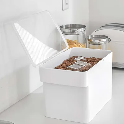 Produktbild von Yamazaki Tierfutterbehälter weiß 6L Box für Hund Katze Trockenfutter bis 3,5kg