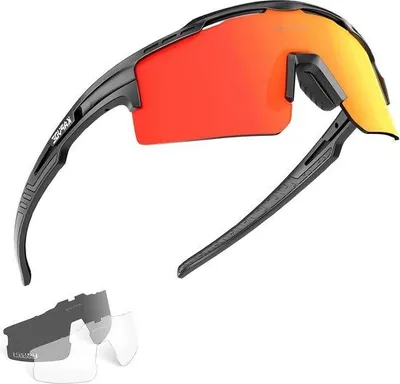 Produktbild von Famanu Gepolarisierte Fahrradbrille - 3 wechselbare Gläser - rot und schwarz
